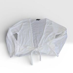 Pretty Little Thing Lightweight Front Tie White Large Cardigan